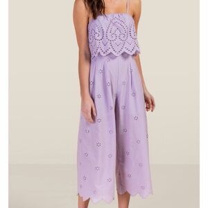 Harper Lavender Eyelet Wide-Leg Jumpsuit